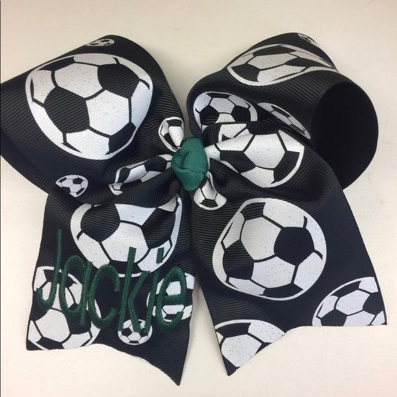 Soccer Hair Bow ANY Name Monogrammed - Picture 4 of 4